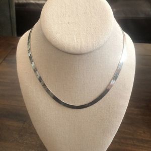 Vintage Sterling Silver Herringbone Necklace
